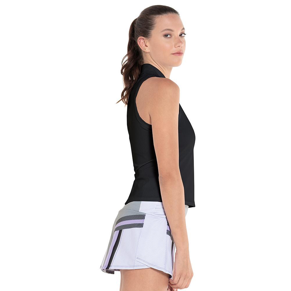 Women's Sleeveless Rib Polo Black