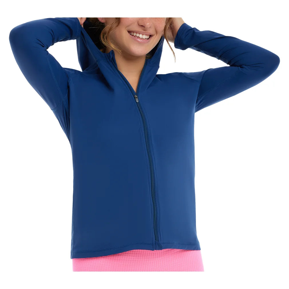 Juniors' Full Zip Hoodie Navy, BloqUV, Pickleball Express, 1003-NVYF26-3
