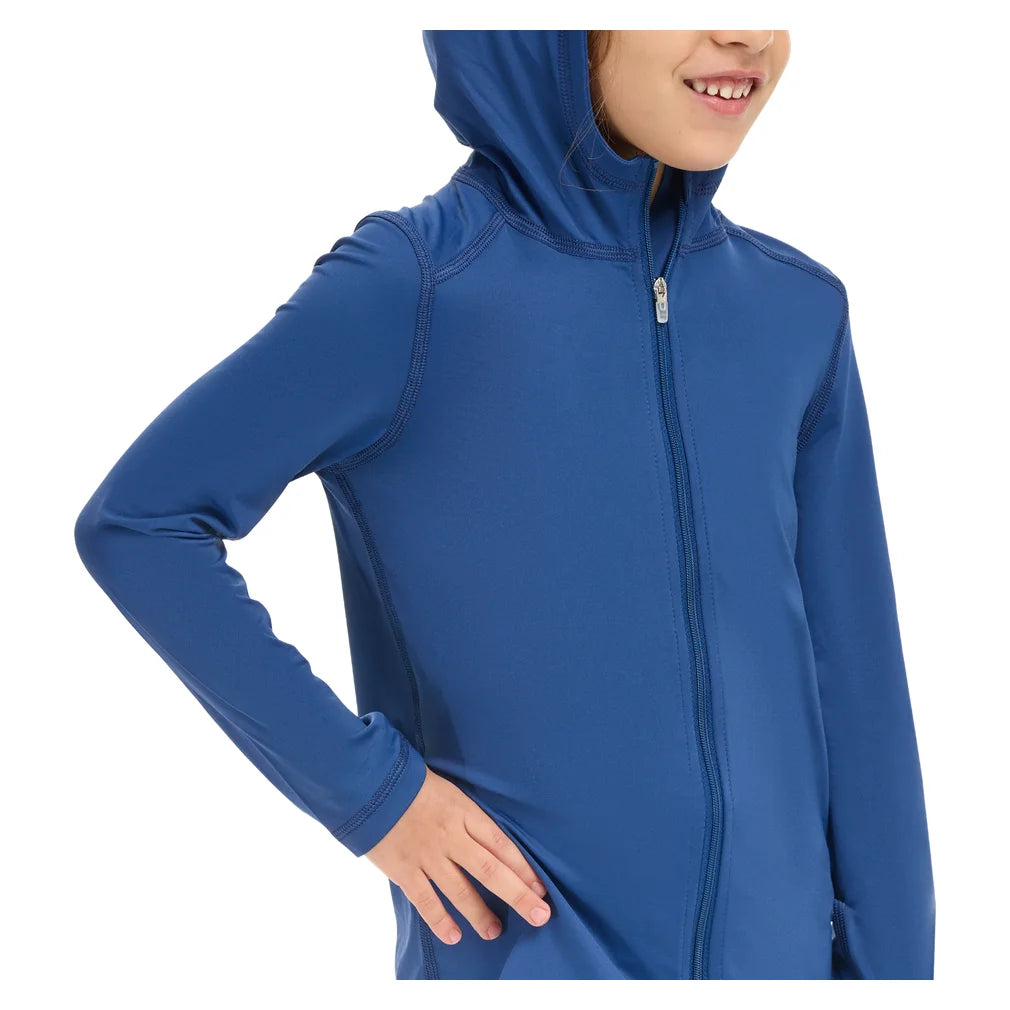 Juniors' Full Zip Hoodie Navy, BloqUV, Pickleball Express, 1003-NVYF26-5