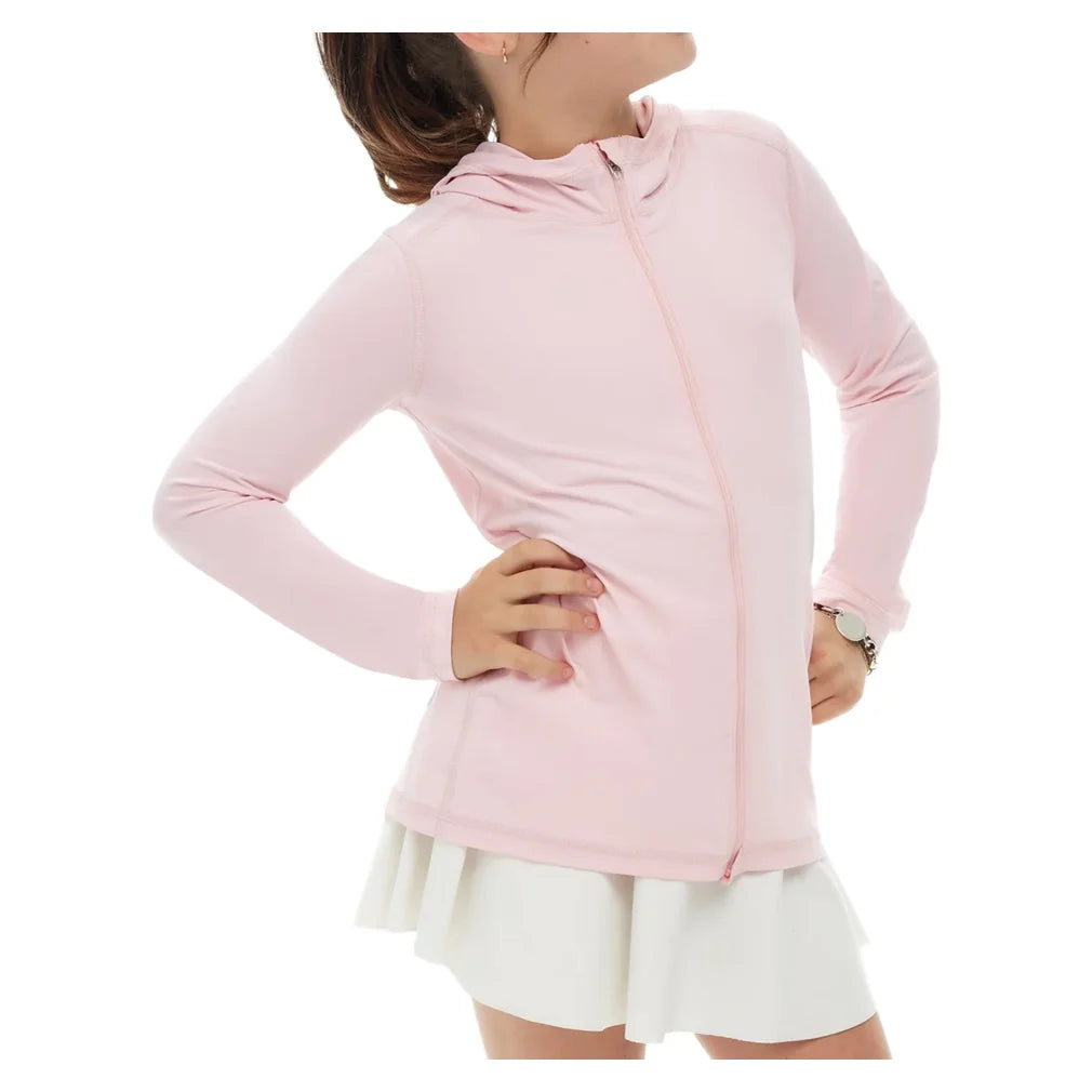 Juniors' Full Zip Hoodie Tickle Me Pink, BloqUV, Pickleball Express, 1003-TMPF26-2