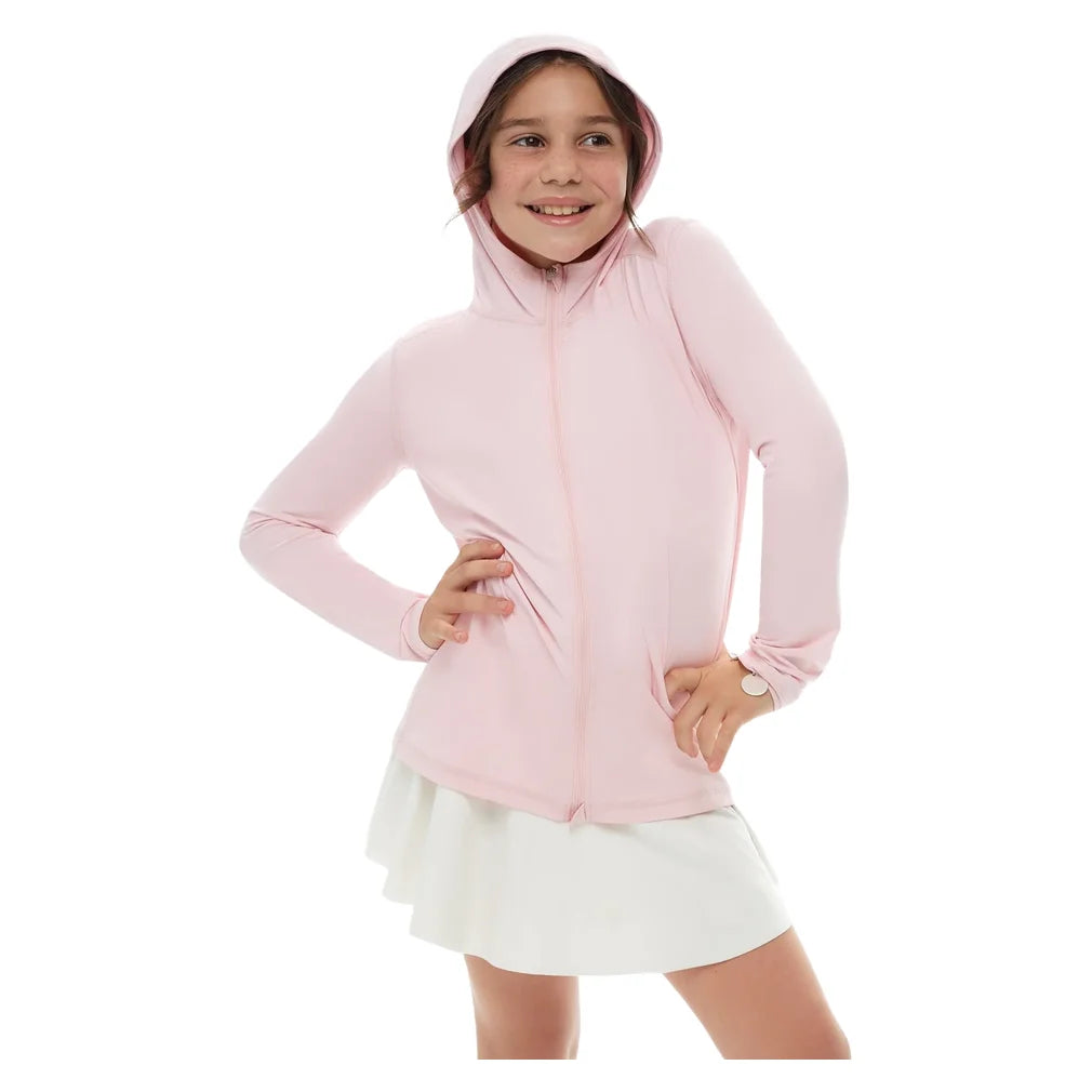 Juniors' Full Zip Hoodie Tickle Me Pink, BloqUV, Pickleball Express, 1003-TMPF26-3