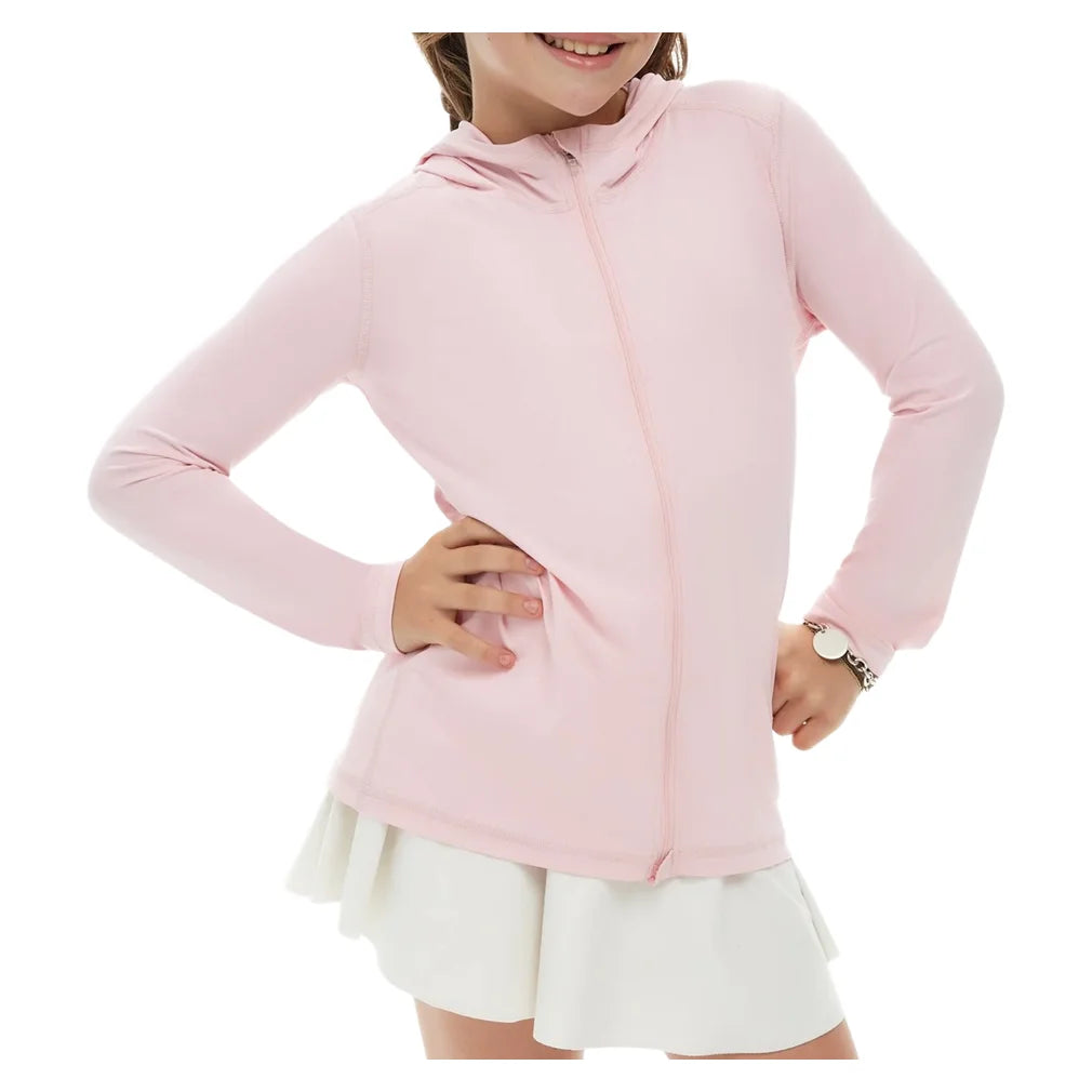 Juniors' Full Zip Hoodie Tickle Me Pink, BloqUV, Tickle Me Pink, Pickleball Express, 1003-TMPF26-TICKLE-ME-PINK-1