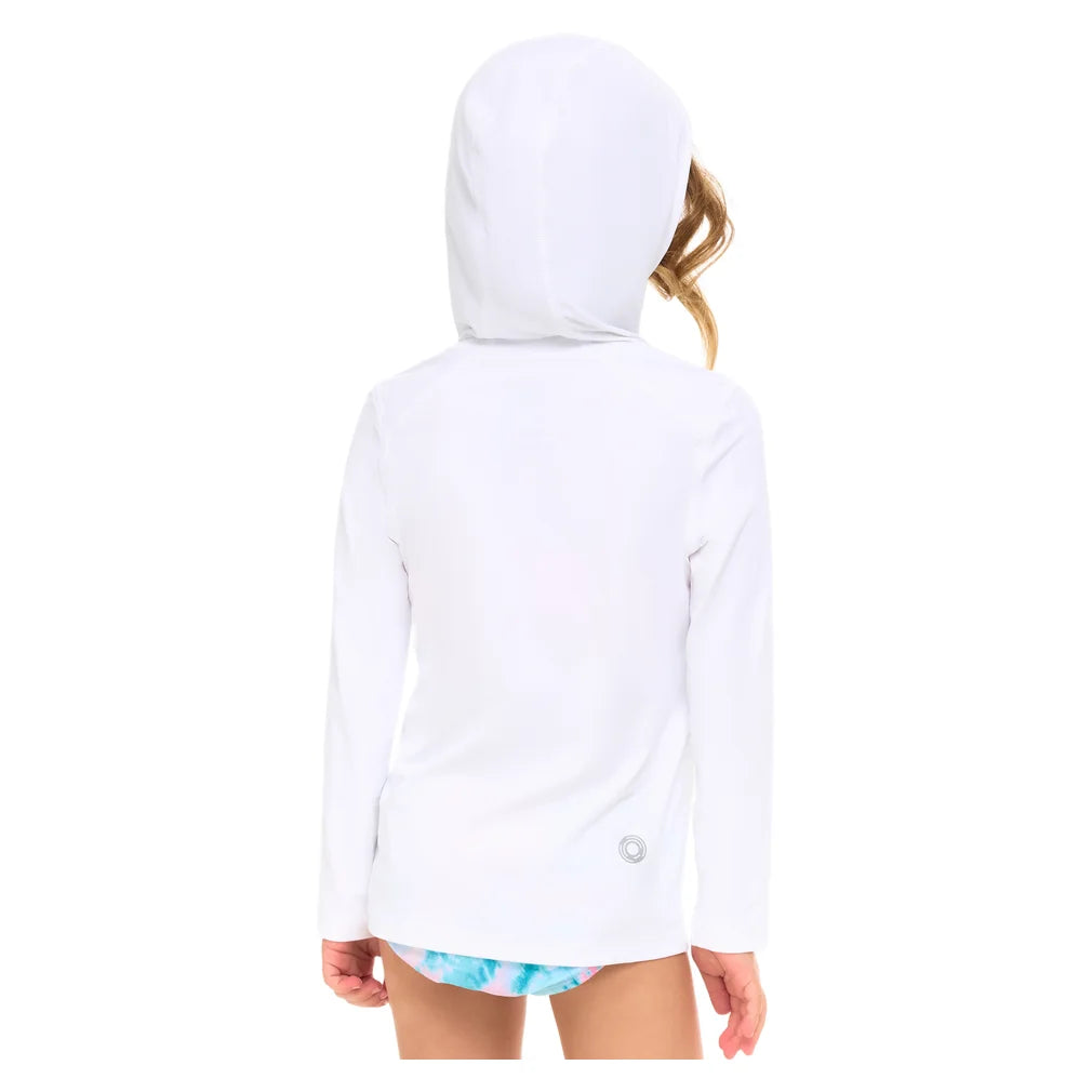 Juniors' Full Zip Hoodie White, BloqUV, Pickleball Express, 1003-WHTF26-1