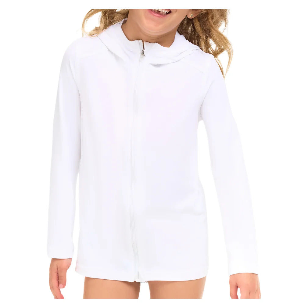 Juniors' Full Zip Hoodie White, BloqUV, Pickleball Express, 1003-WHTF26-3