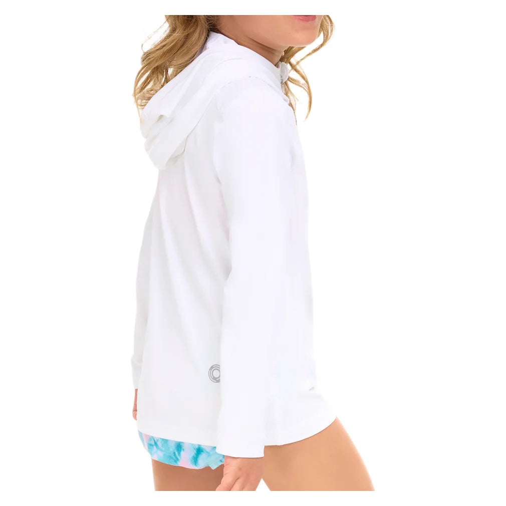 Juniors' Full Zip Hoodie White, BloqUV, Pickleball Express, 1003-WHTF26-4