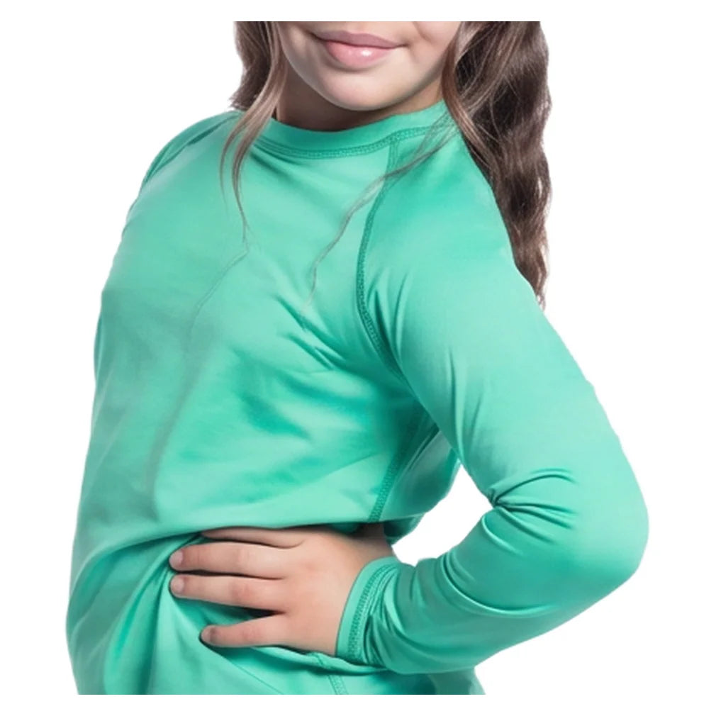 Juniors' Crew Neck Long Sleeve Top Jade, BloqUV, Pickleball Express, 1005-JDEF26-2