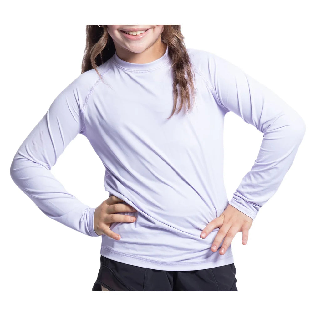 Juniors' Crew Neck Long Sleeve Top Lavender, BloqUV, Pickleball Express, 1005-LVDF26-4