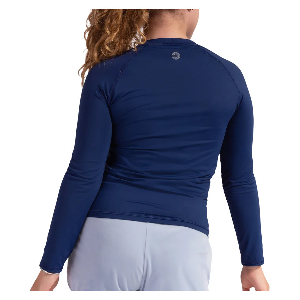 Juniors' Crew Neck Long Sleeve Top Navy, BloqUV, Pickleball Express, 1005-NVYF26-1