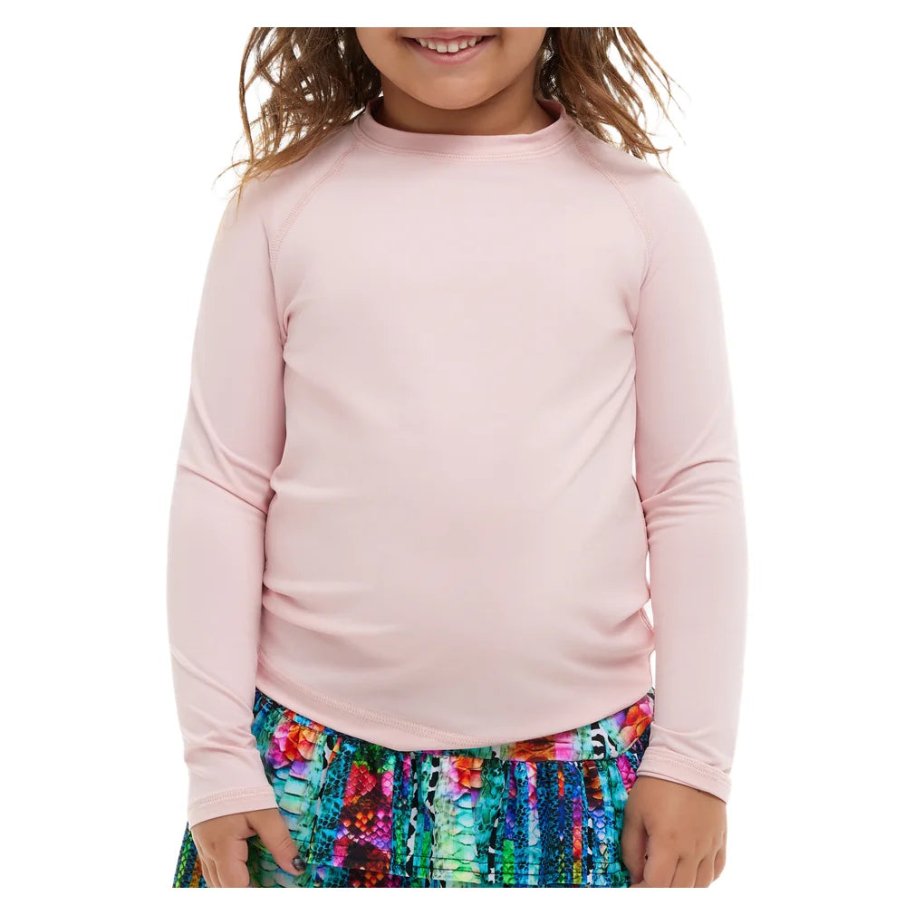 Juniors' Crew Neck Long Sleeve Top Tickle Me Pink, BloqUV, Pickleball Express, 1005-TMPF26-1