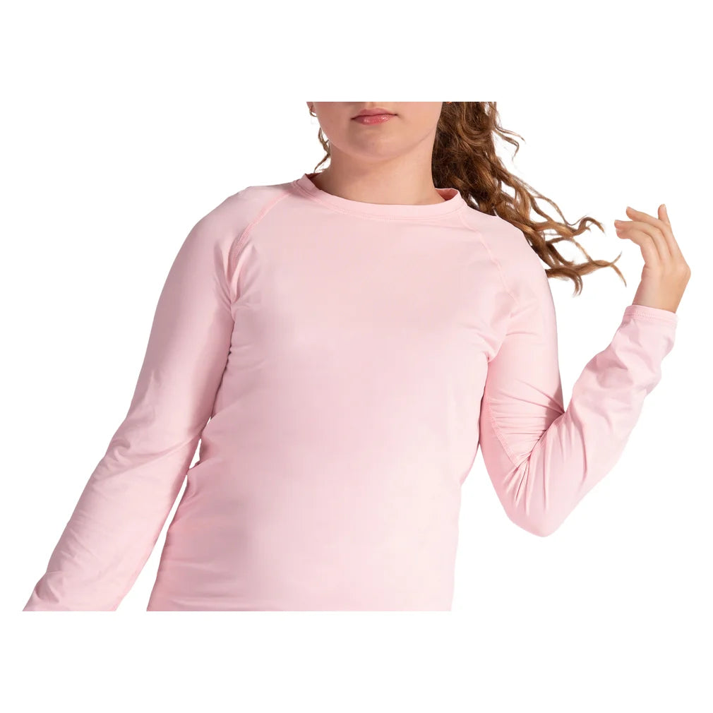 Juniors' Crew Neck Long Sleeve Top Tickle Me Pink, BloqUV, Pickleball Express, 1005-TMPF26-3