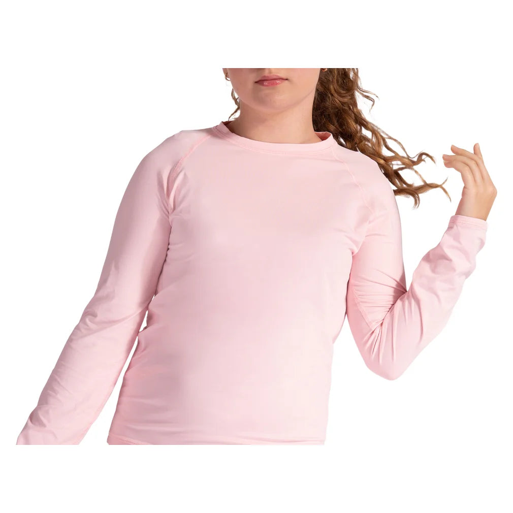 Juniors' Crew Neck Long Sleeve Top Tickle Me Pink, BloqUV, Pickleball Express, 1005-TMPF26-6