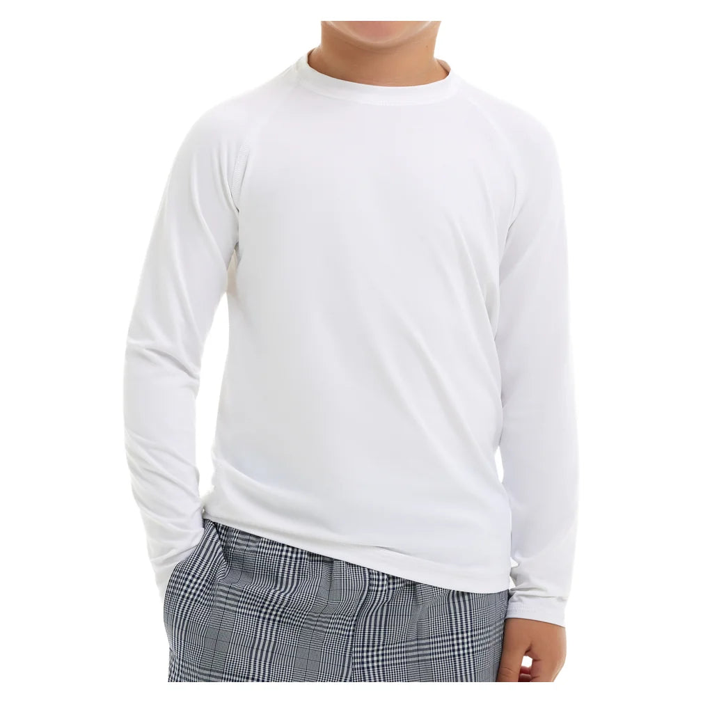 Juniors' Crew Neck Long Sleeve Top White, BloqUV, Pickleball Express, 1005-WHTF26-3