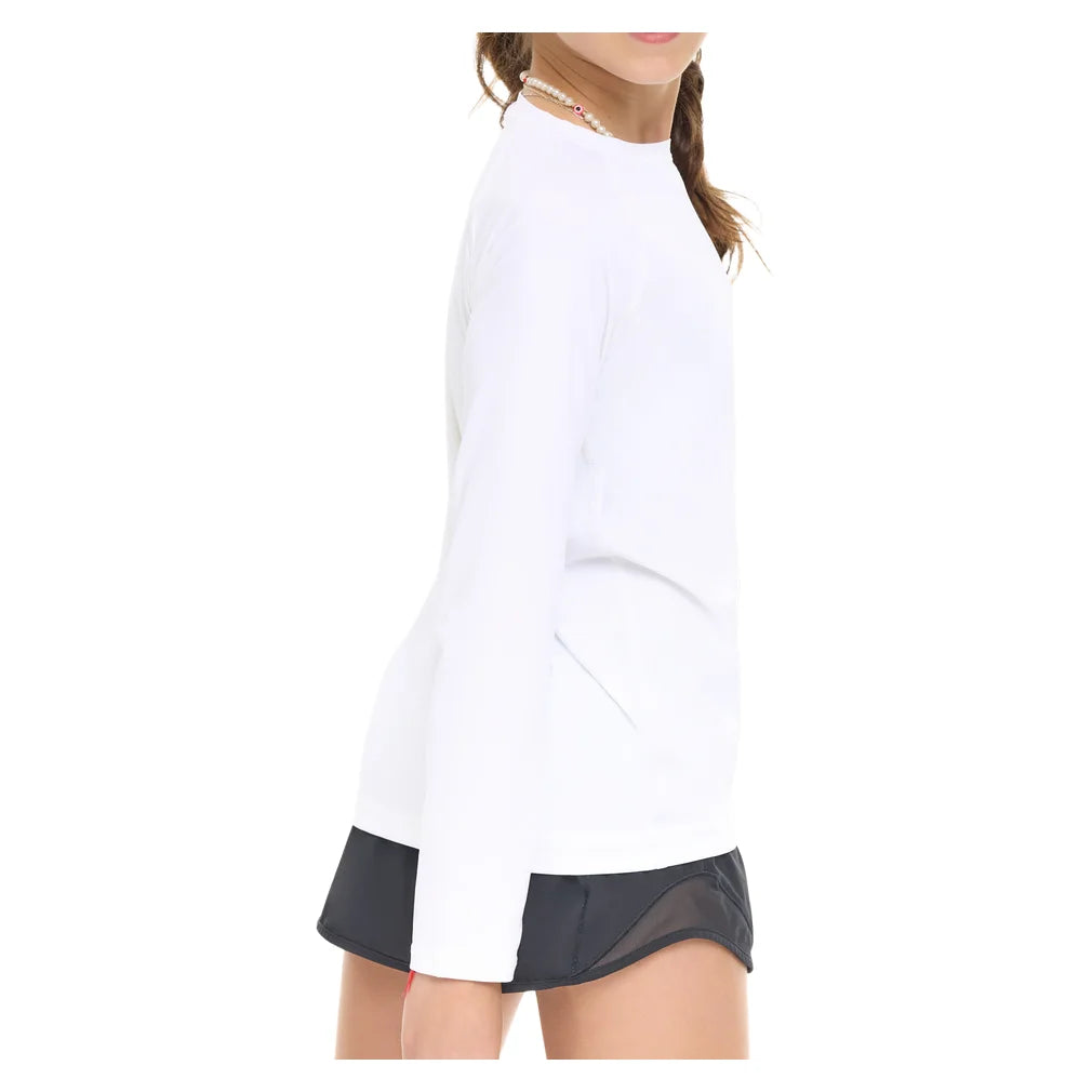 Juniors' Crew Neck Long Sleeve Top White, BloqUV, Pickleball Express, 1005-WHTF26-4