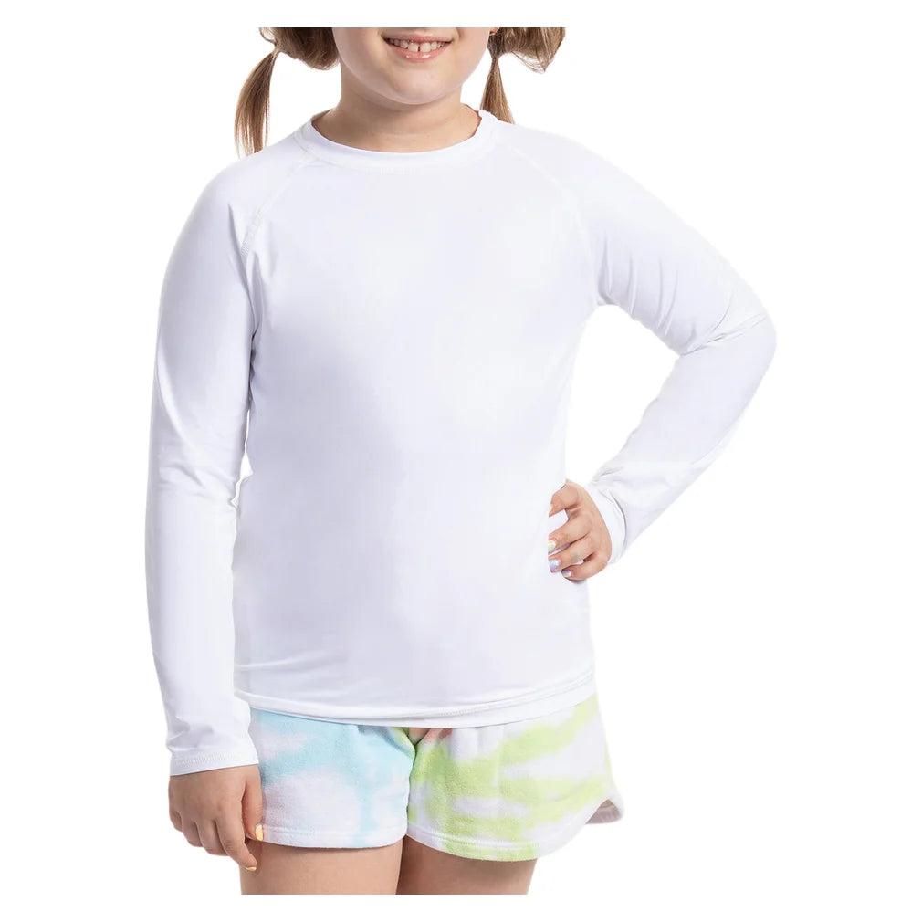 Juniors' Crew Neck Long Sleeve Top White, BloqUV, White, Pickleball Express, 1005-WHTF26-WHITE-1