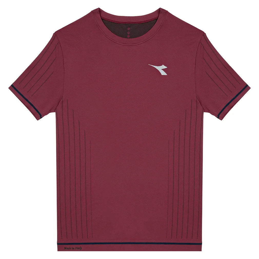 Men's Short Sleeve Icon Stratouno Top Maroon Banner