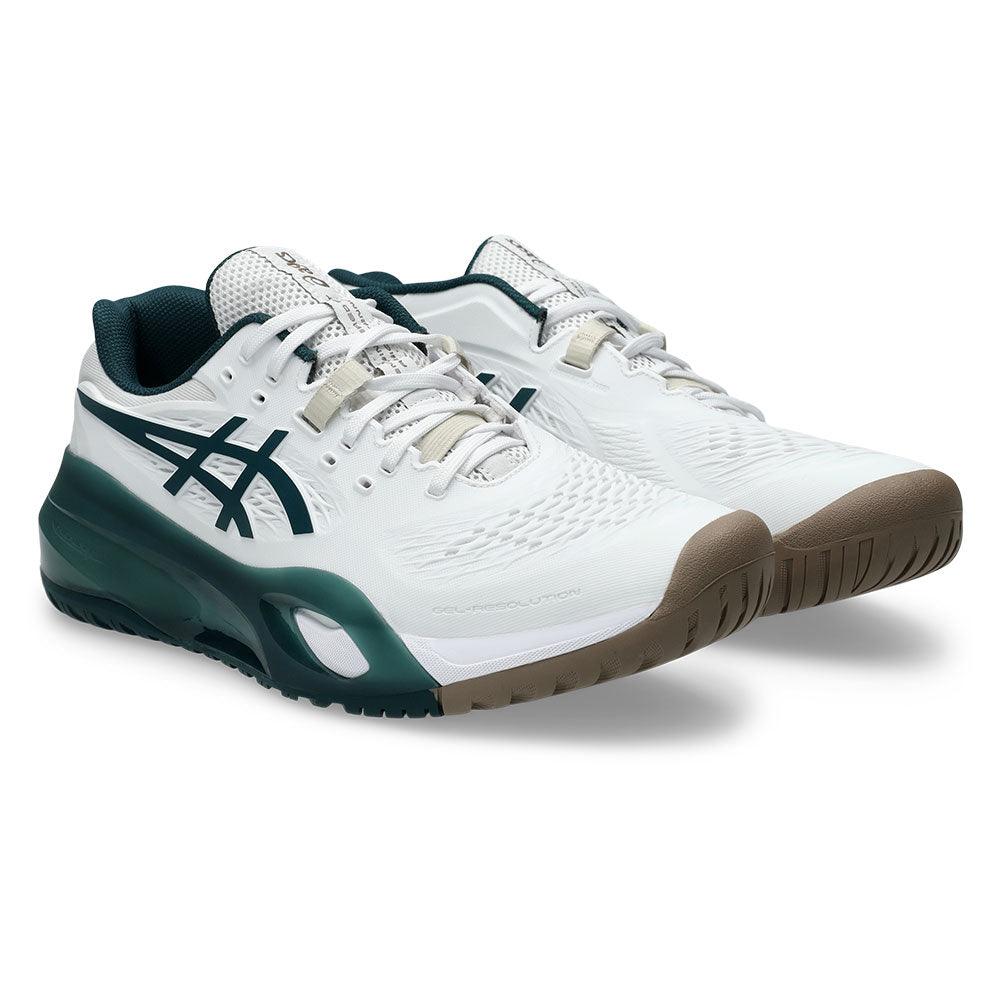 Men's GEL-Resolution X Court Shoes White and Saxon Green