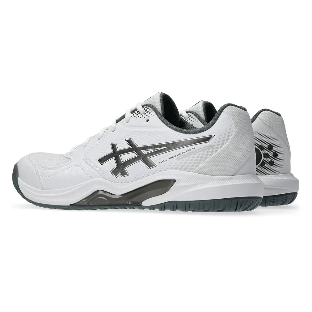 Men's GEL-Dedicate 9 Pickleball Shoes White and Gunmetal