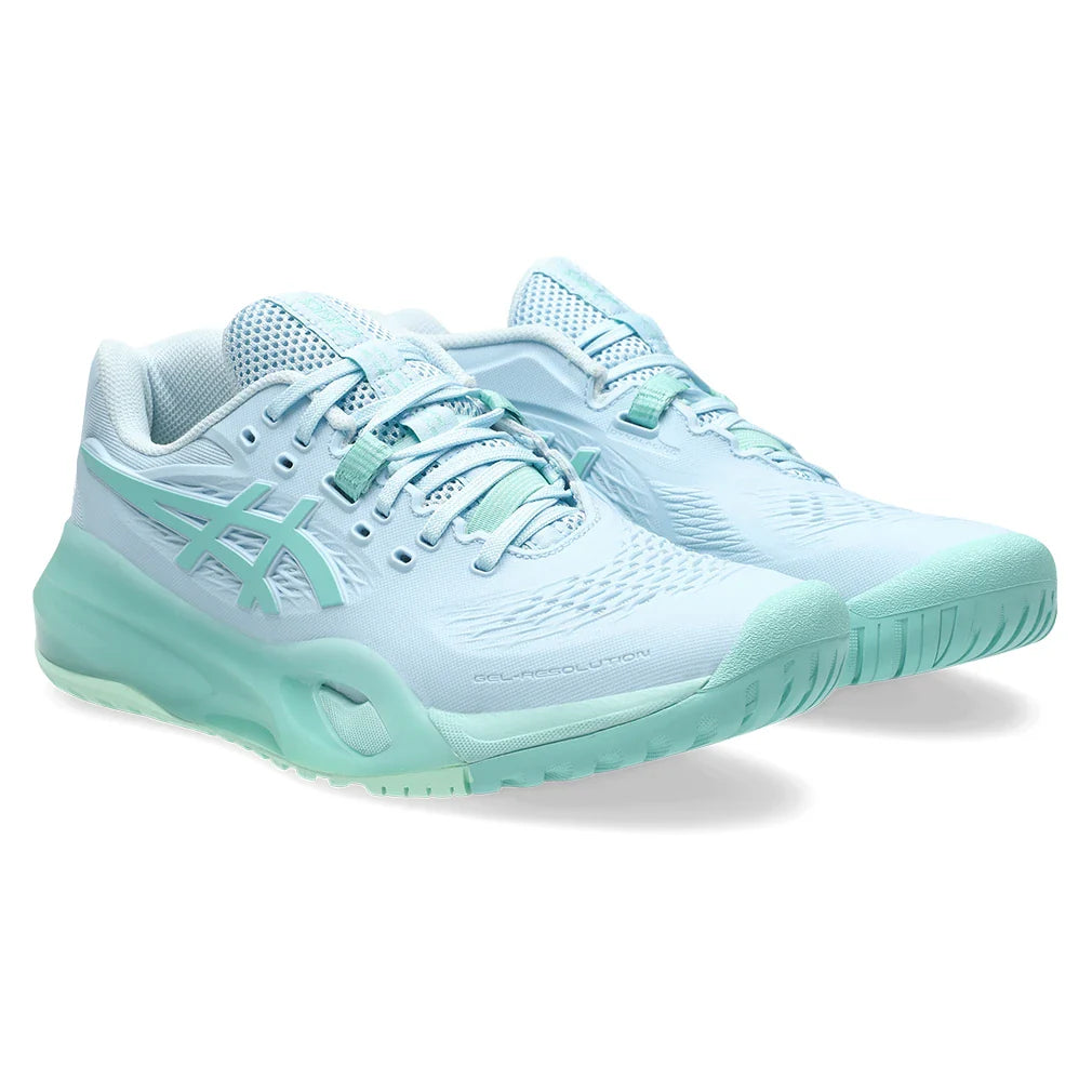 Women's GEL-Resolution X Shoes Light Blue and Oasis Green