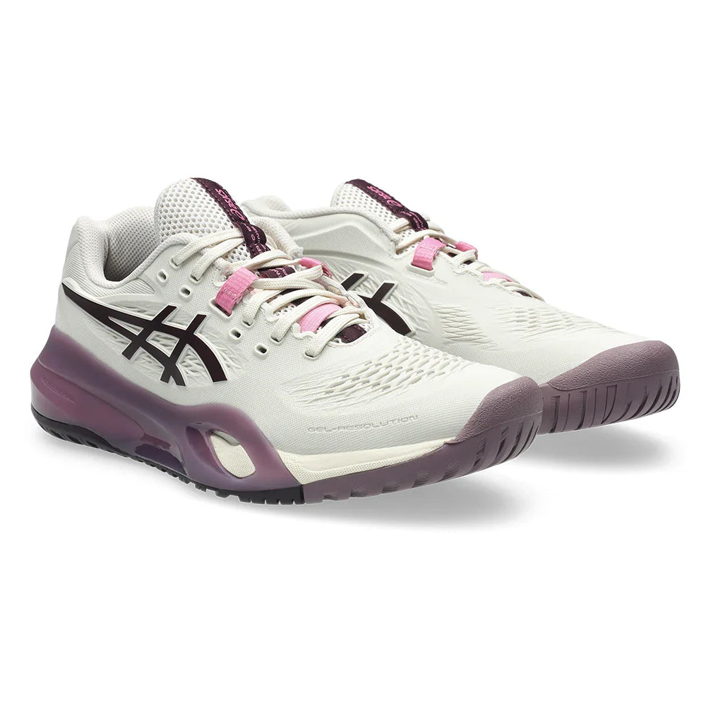 Women's GEL-Resolution X Shoes Soft Oat and Dark Aubergine