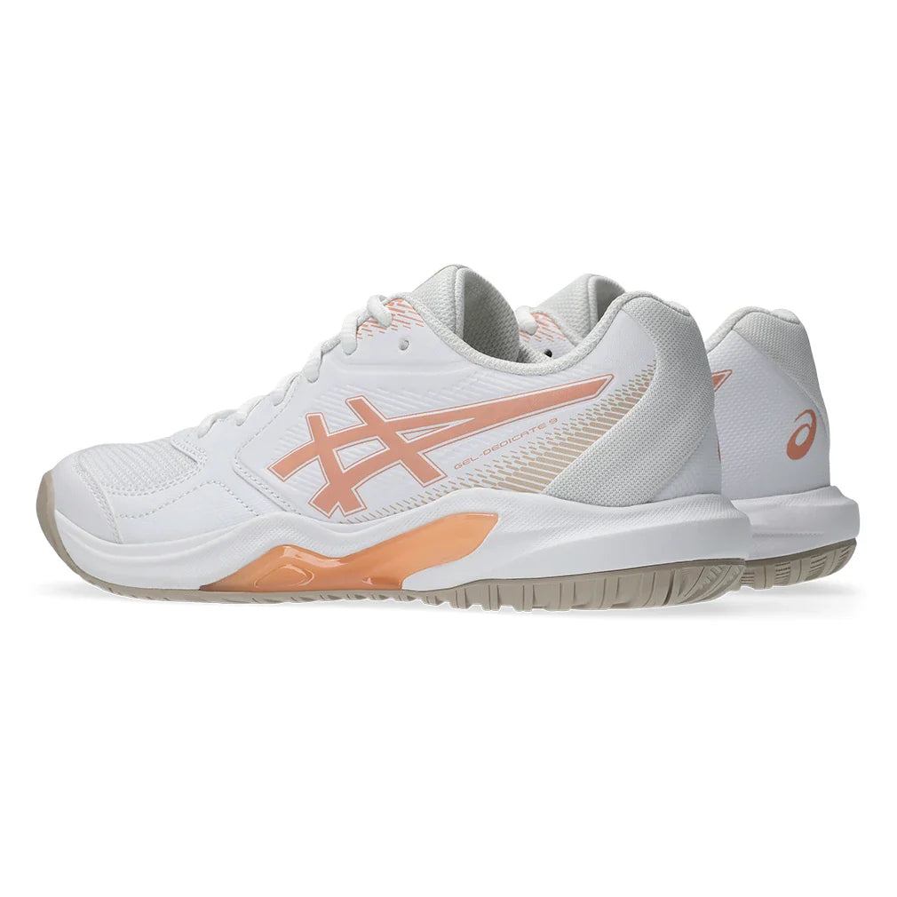 Women's GEL-Dedicate 9 Wide Shoes White and Cantaloupe