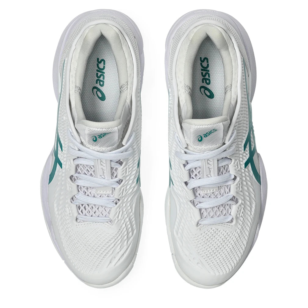 Women's Court FF 3 Shoes White and Pitch Green
