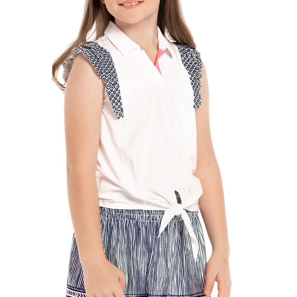 Girls' Bandelier Tie Polo White