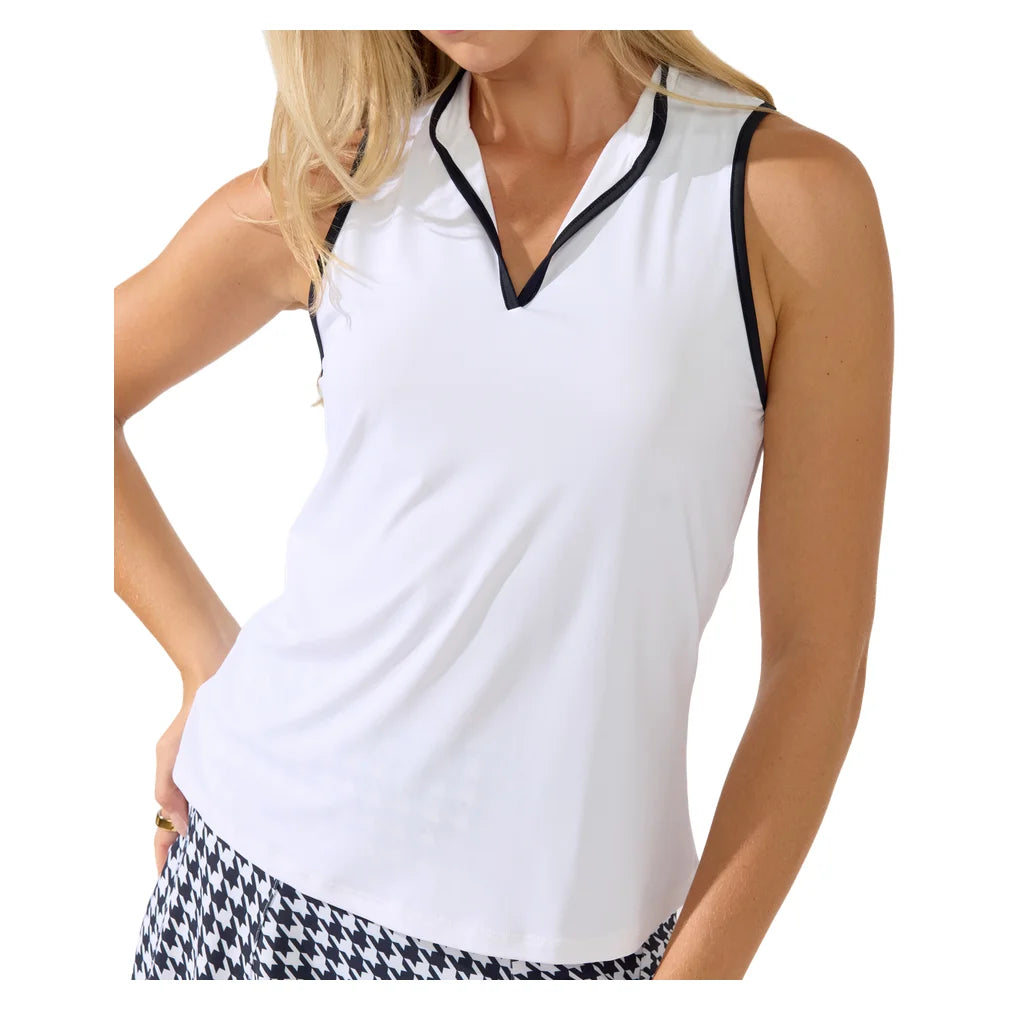 Women's Ace Mock Neck Tank White, Bobbe, Pickleball Express, 113-001BF26-2