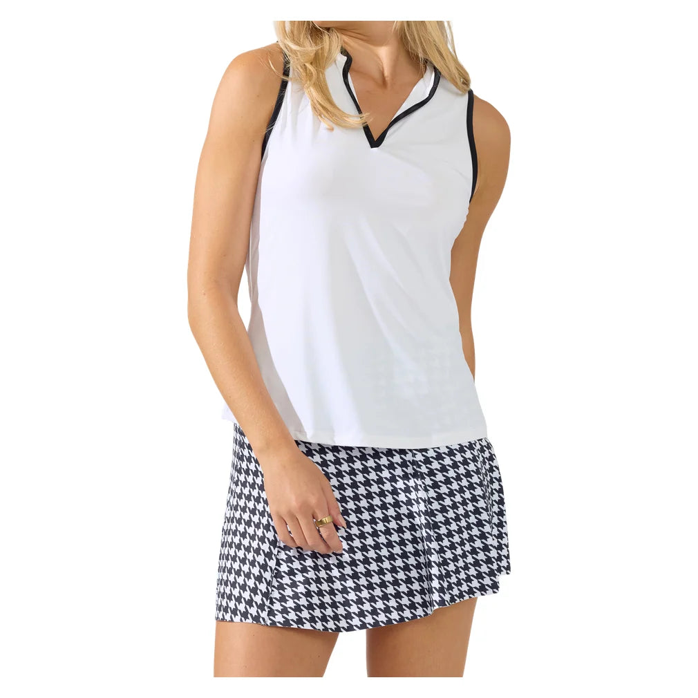 Women's Ace Mock Neck Tank White, Bobbe, Pickleball Express, 113-001BF26-5