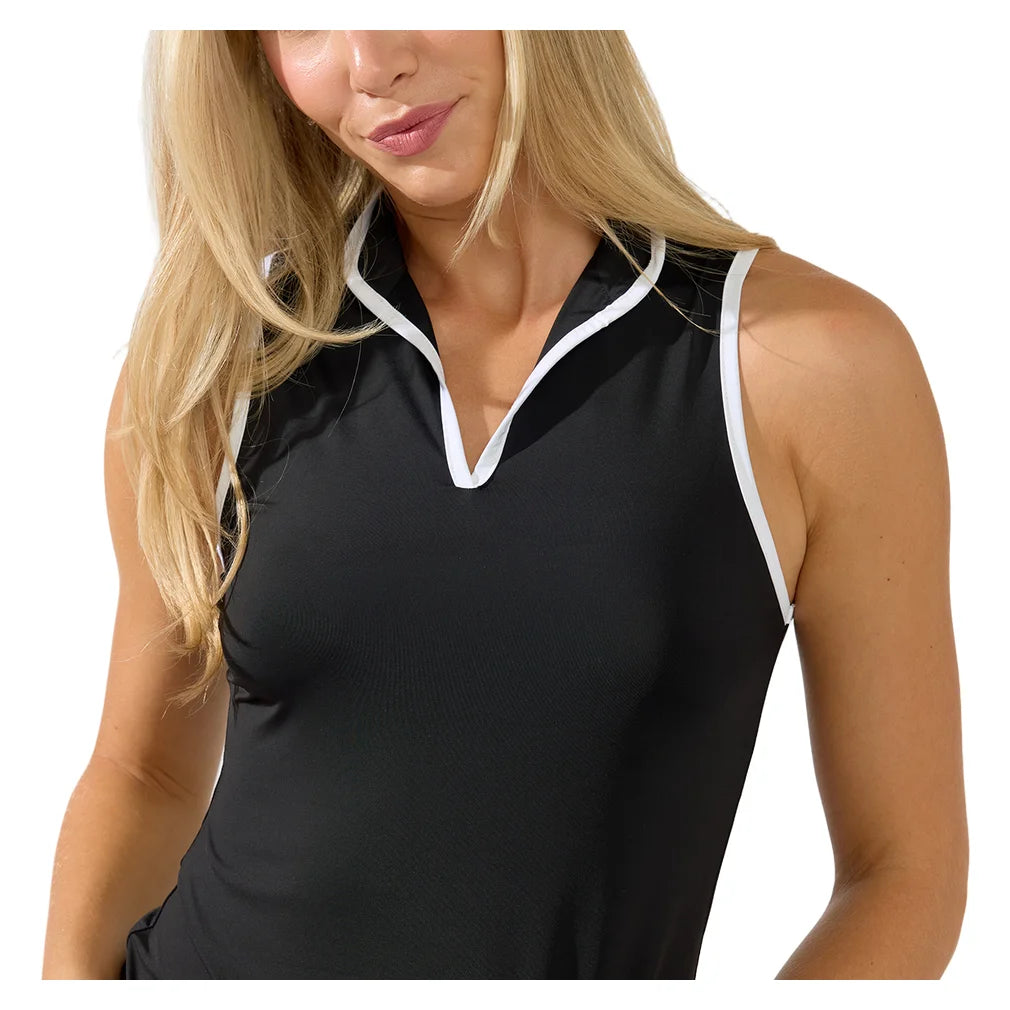 Women's Ace Mock Neck Tank Black, Bobbe, Pickleball Express, 113-002BF26-6