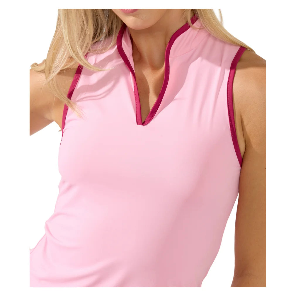 Women's Ace Mock Neck Tank Light Pink, Bobbe, Pickleball Express, 113-125F26-3