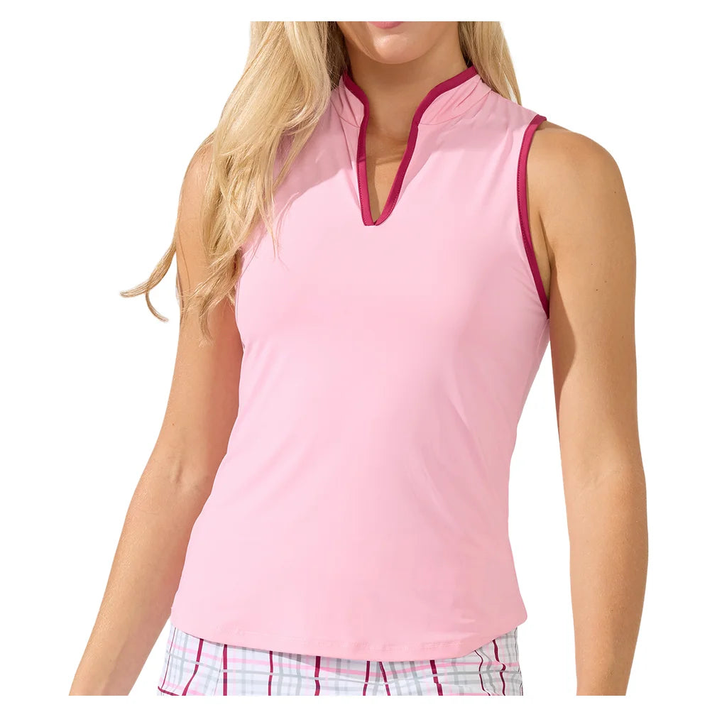 Women's Ace Mock Neck Tank Light Pink, Bobbe, Light Pink, Pickleball Express, 113-125F26-LIGHT-PINK-1