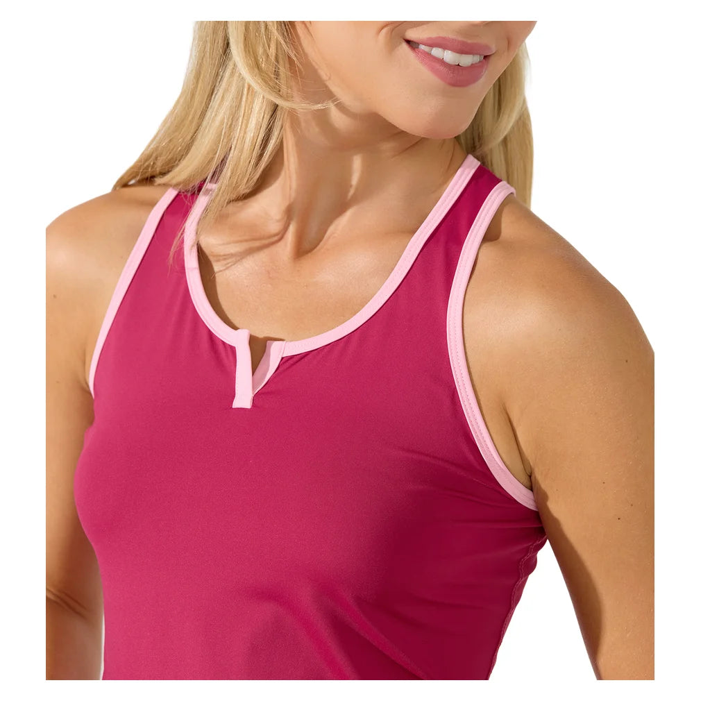 Women's Farah Tank Berry, Bobbe, Pickleball Express, 127-126F26-2