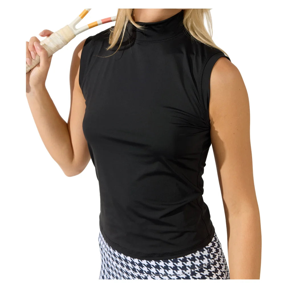 Women's Pin High Tank Top Black, Bobbe, Pickleball Express, 128-002BF26-2