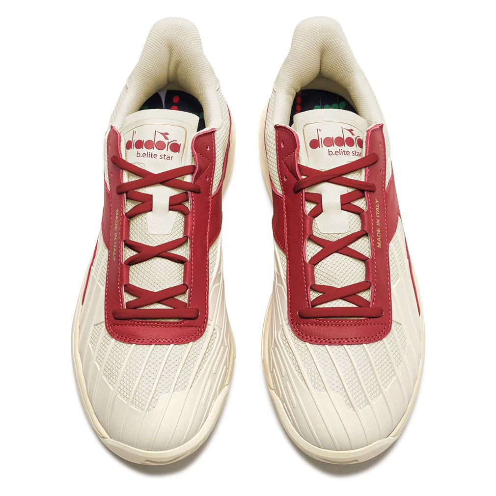 B. Elite Star Court Shoes Whisper White and Garnet