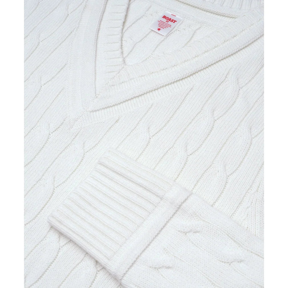 Men's Cable Knite Sweater White, Boast, Pickleball Express, 1K2300-100F26-1
