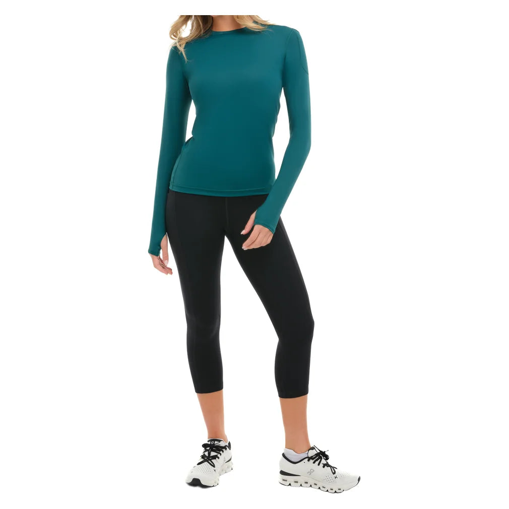 Women's 24/7 Long Sleeve Crew Jungle Green, BloqUV, Pickleball Express, 2001-JGNF26-5