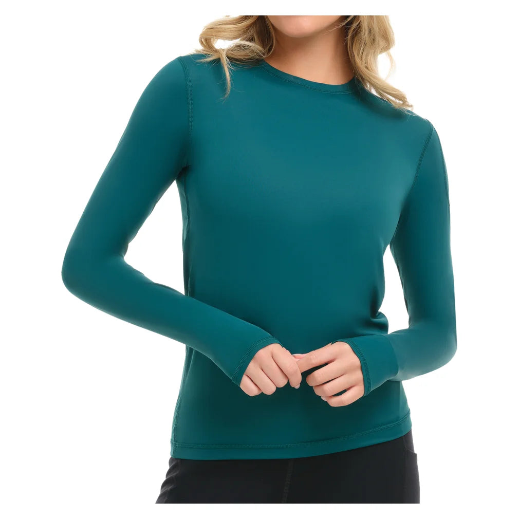 Women's 24/7 Long Sleeve Crew Jungle Green, BloqUV, Jungle Green, Pickleball Express, 2001-JGNF26-JUNGLE-GREEN-1