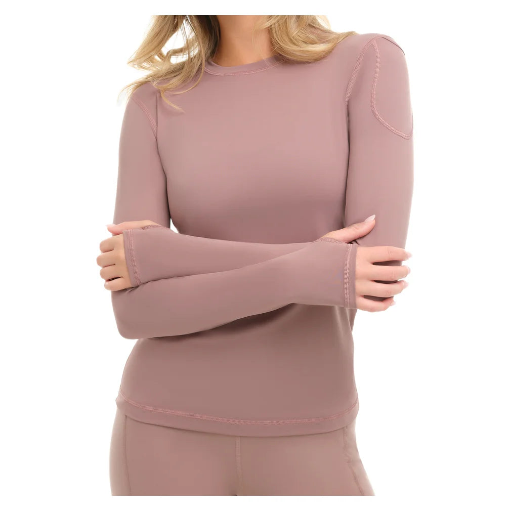 Women's 24/7 Long Sleeve Crew Mocha, BloqUV, Pickleball Express, 2001-MCHF26-3