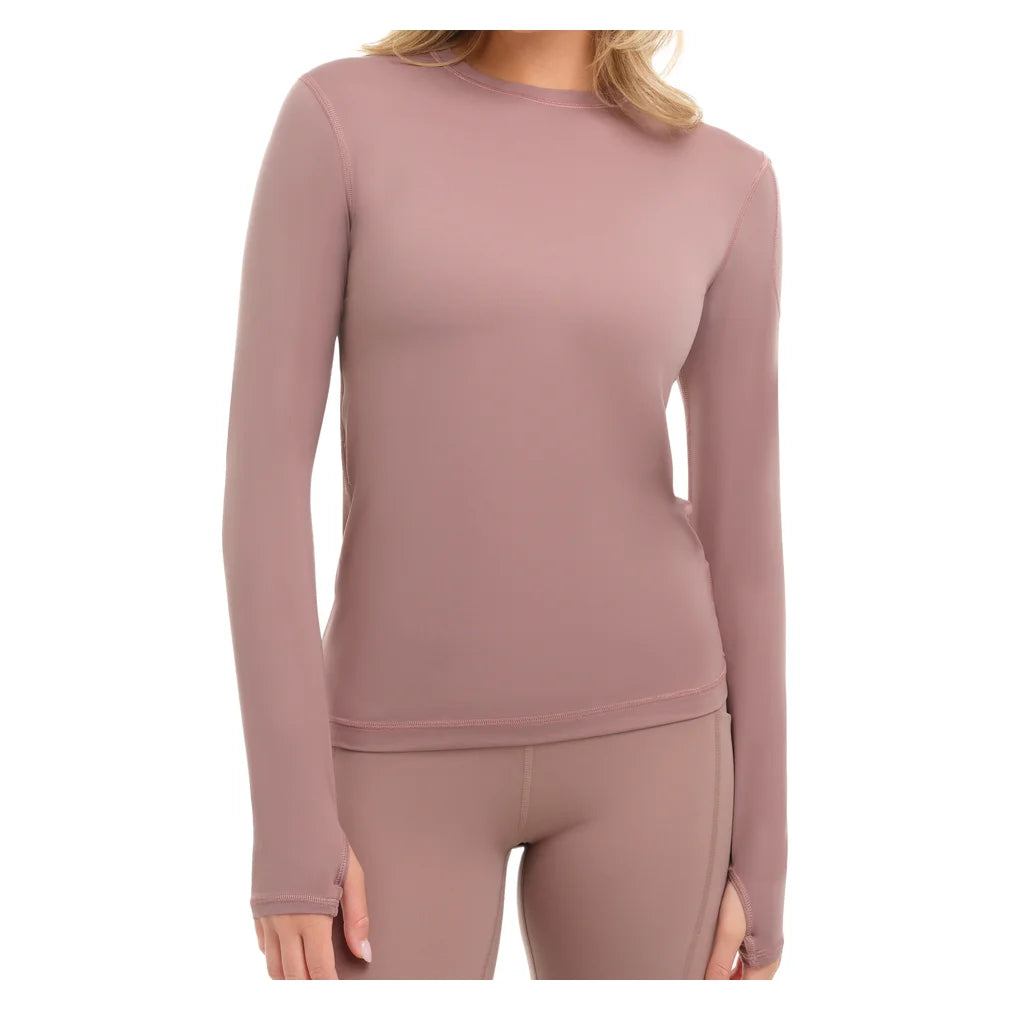 Women's 24/7 Long Sleeve Crew Mocha, BloqUV, Mocha, Pickleball Express, 2001-MCHF26-MOCHA-1