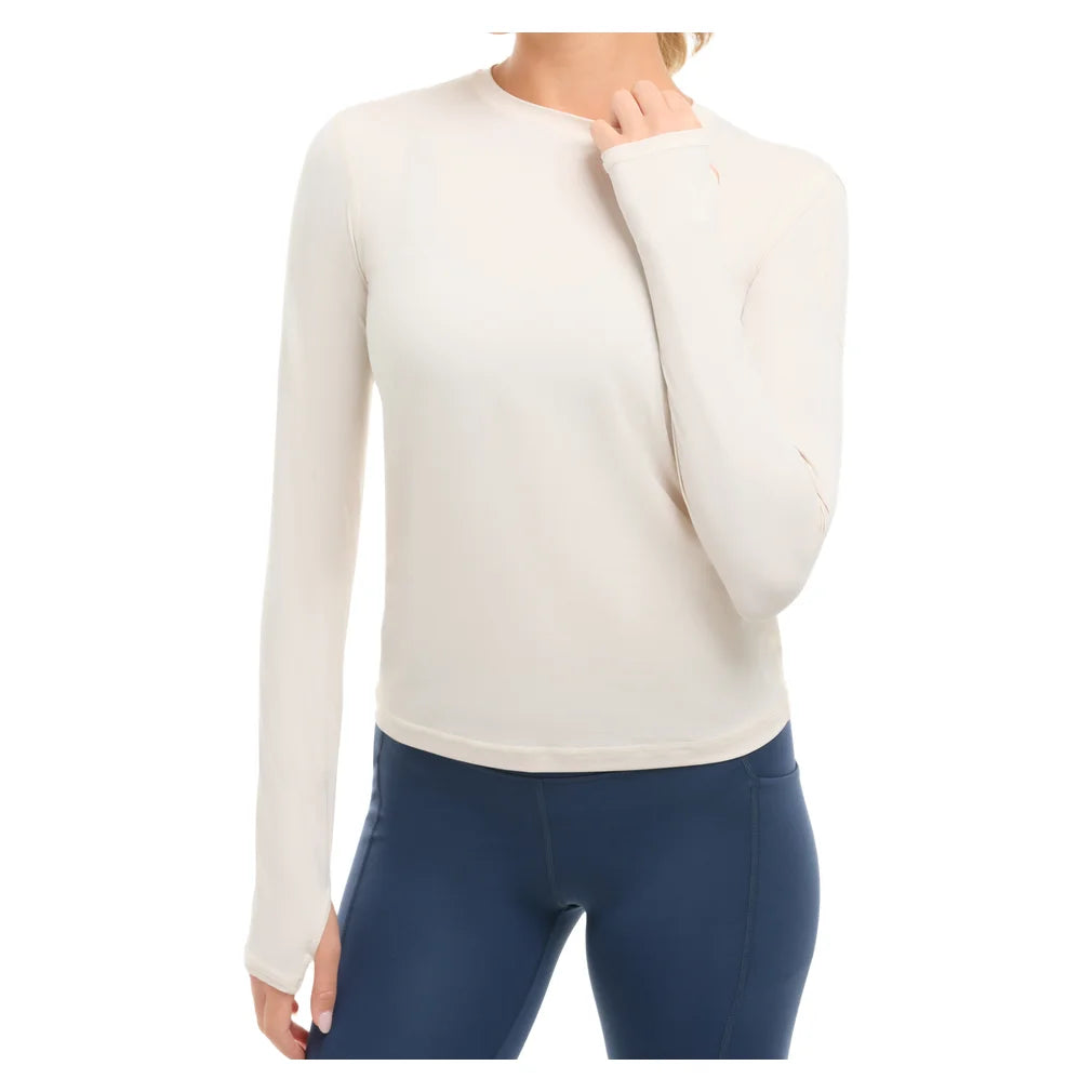 Women's 24/7 Long Sleeve Crew Sand, BloqUV, Pickleball Express, 2001-SNDF26-2