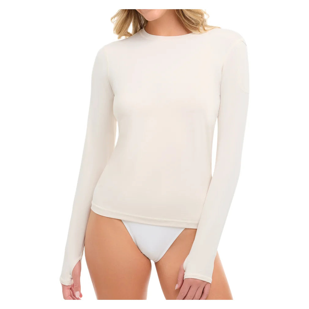 Women's 24/7 Long Sleeve Crew Sand, BloqUV, Pickleball Express, 2001-SNDF26-4
