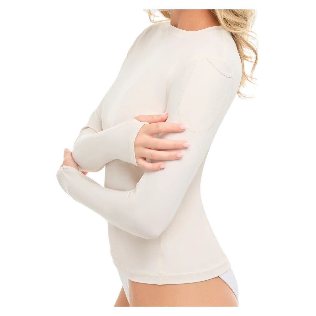 Women's 24/7 Long Sleeve Crew Sand, BloqUV, Pickleball Express, 2001-SNDF26-6
