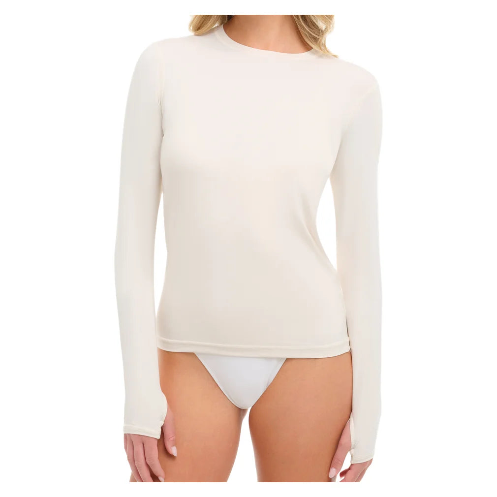 Women's 24/7 Long Sleeve Crew Sand, BloqUV, Pickleball Express, 2001-SNDF26-8