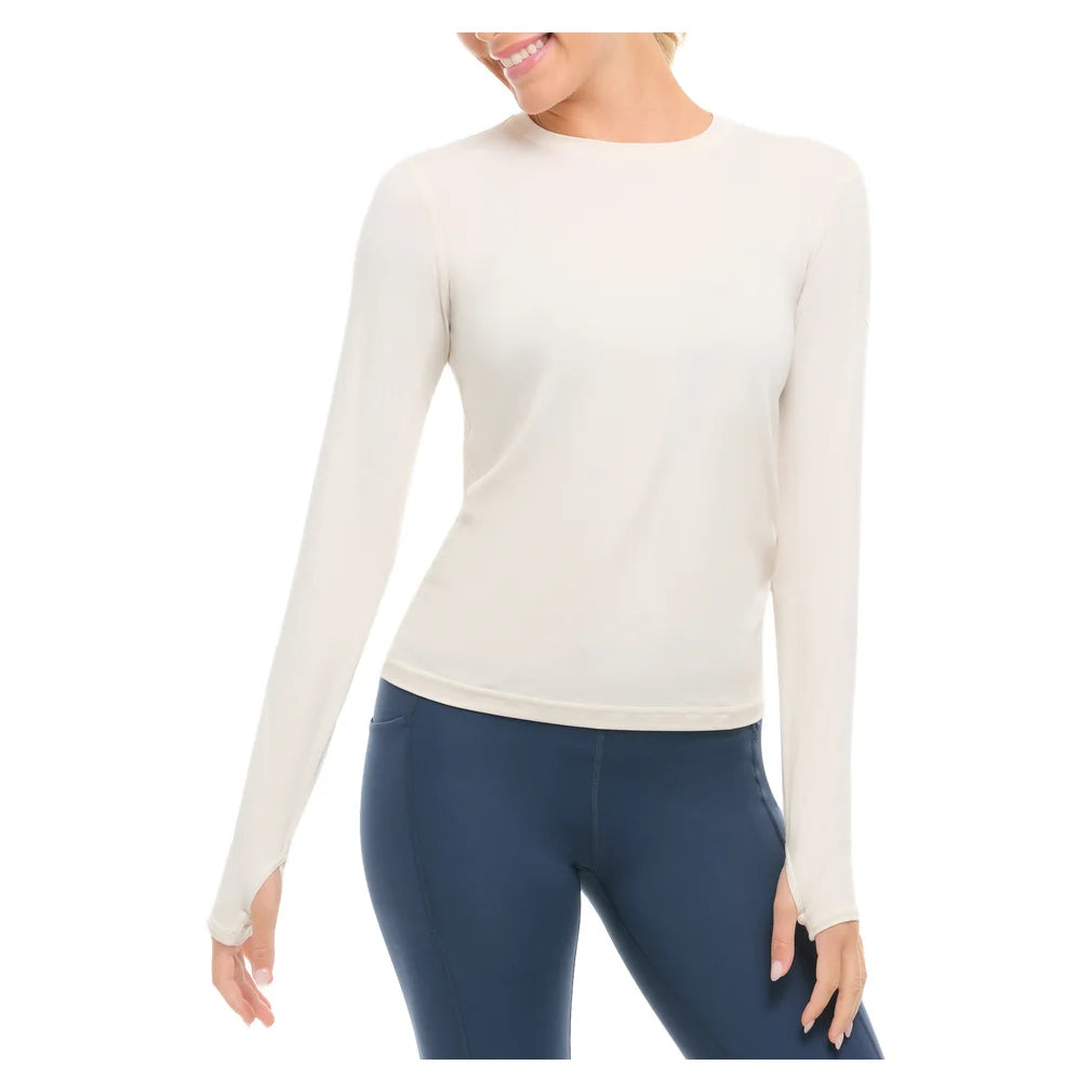 Women's 24/7 Long Sleeve Crew Sand, BloqUV, Sand, Pickleball Express, 2001-SNDF26-SAND-1