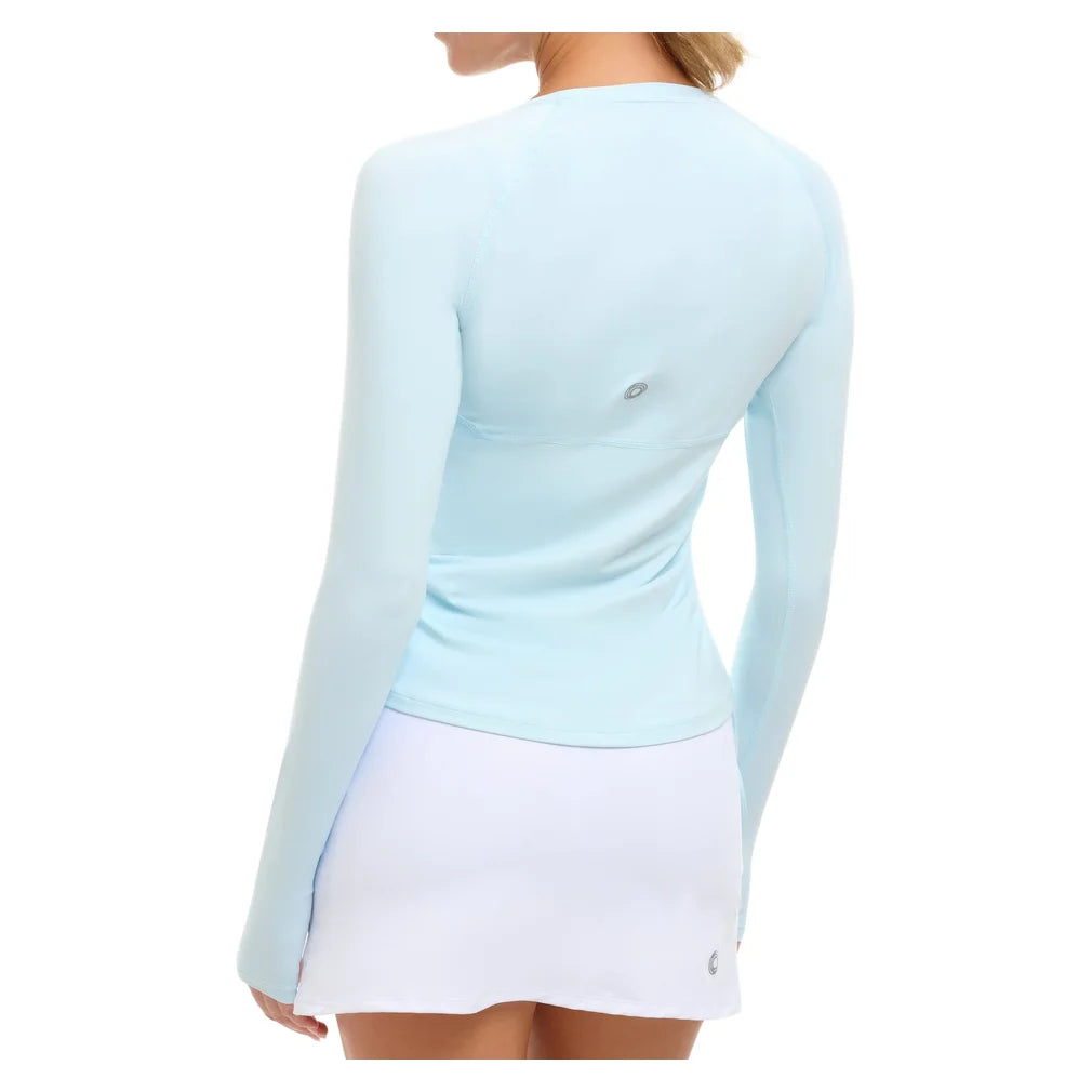Women's Drawstring Long Sleeve Crew Ice Blue, BloqUV, Pickleball Express, 2006-IBLF26-1