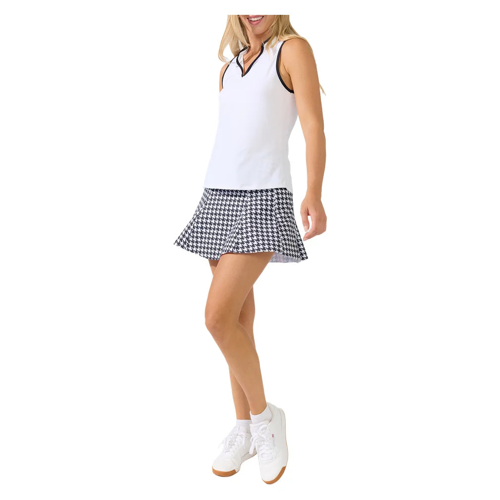 Women's Perfect Swing 14 Inch Skort Houndstooth Black, Bobbe, Pickleball Express, 204-136BF26-10