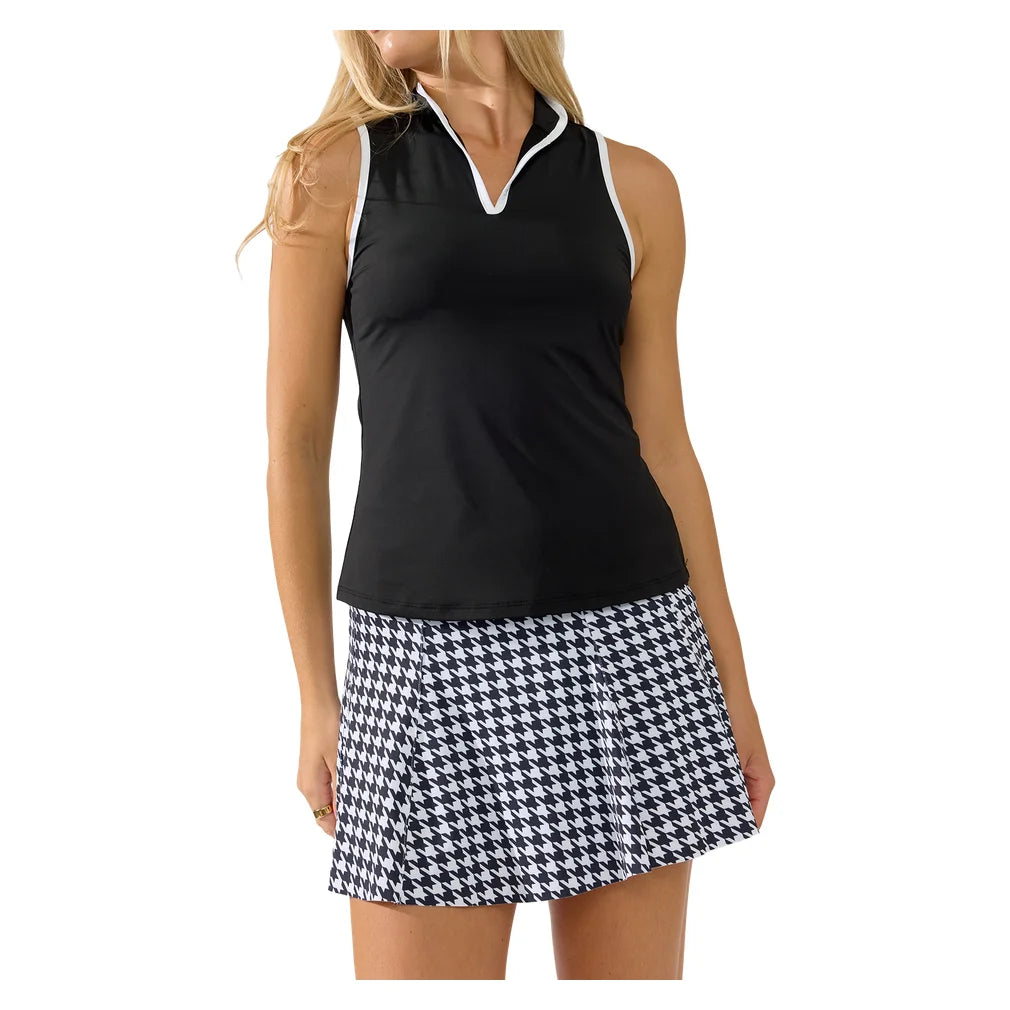 Women's Perfect Swing 14 Inch Skort Houndstooth Black, Bobbe, Pickleball Express, 204-136BF26-4
