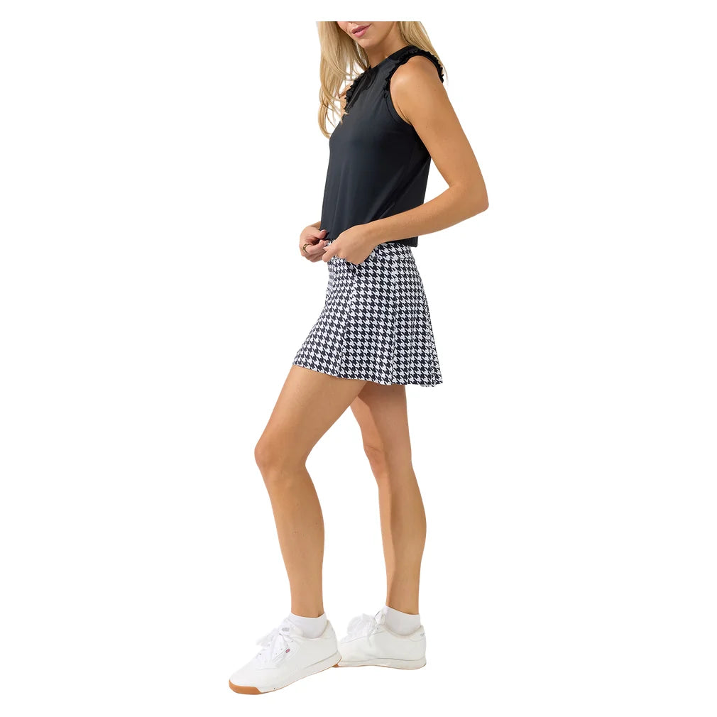 Women's Perfect Swing 14 Inch Skort Houndstooth Black, Bobbe, Pickleball Express, 204-136BF26-7