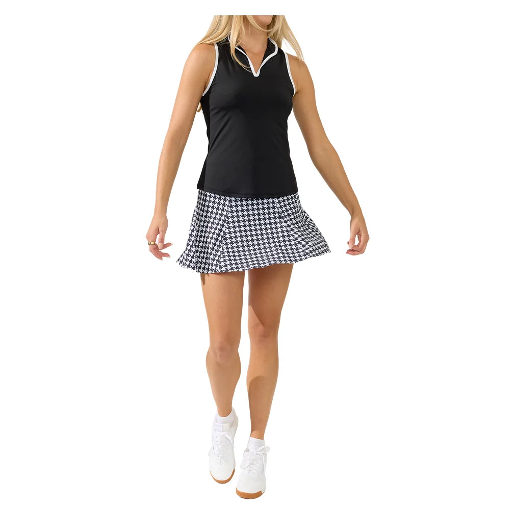 Women's Perfect Swing 14 Inch Skort Houndstooth Black, Bobbe, Pickleball Express, 204-136BF26-8