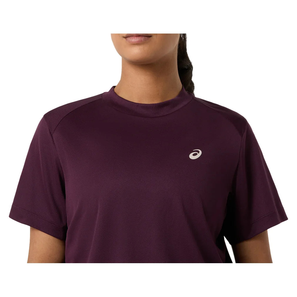 Women's Court  Short Sleeve Top Dark Aubergine, Asics, Pickleball Express, 2042A371-500F26-5